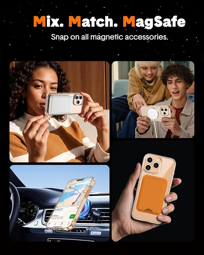 for iPhone 16 Pro Case,Compatible with MagSafe,Magnetic Slim Cover,Anti-Yellowing & Shockproof,Full Camera Protection,Includes Screen & Lens Protectors,Clear Protective Case