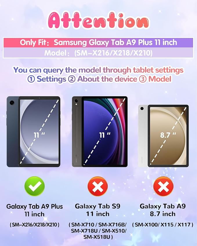 Kidcube for Samsung Galaxy Tab A9 Plus Case 11 Inch - for Girls Cute Girly Kawaii 3D Butterfly Design Cover with Rotating Stand & Strap Unique Silicone Teens Women for Samsung A9 Plus Tablet Cases