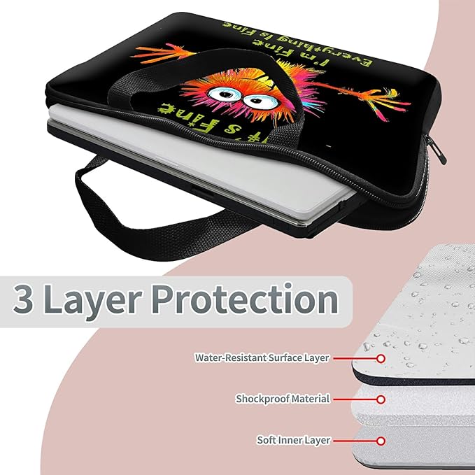 Laptop Sleeve Case Bag 15 inch, Colorful Little Monsters Slim Carrying Case Handbag Travel Laptop Bag for 15 inch MacBook Air M3/M2/15 Pro/Surface Laptop 7/6/5/4/3/ Dell XPS 15 Plus
