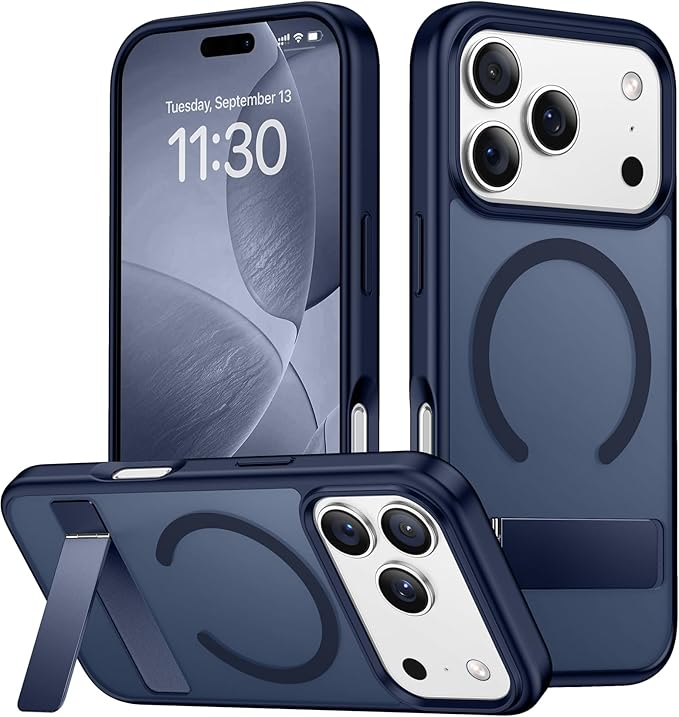 SPIDERCASE Magnetic for iPhone 17 Pro Max Case,with [3 Stand Ways] [Military Grade Drop Protection] with Invisible Stand Shockproof Slim Case for iPhone 17 Pro Max 6.9",Blue