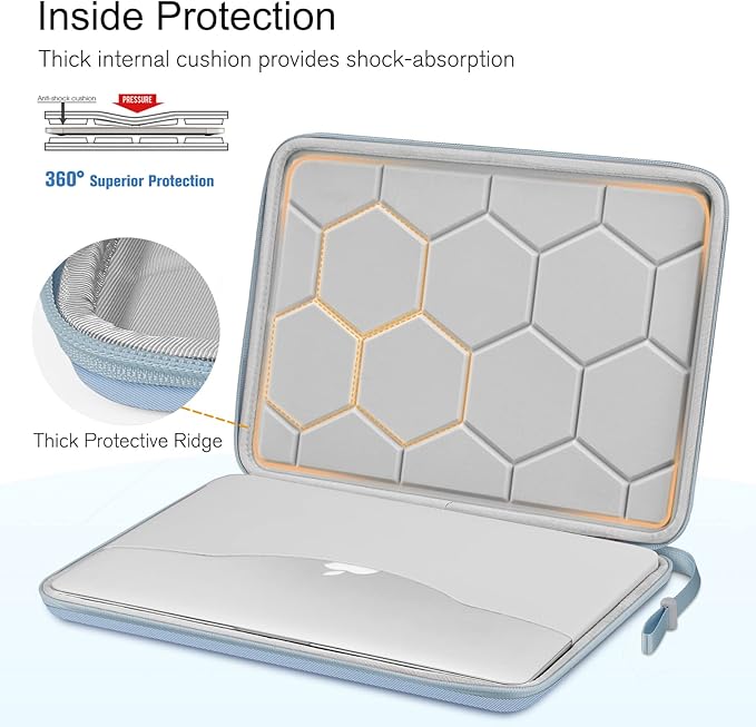 FINPAC Hard Laptop Sleeve Case for 13 inch MacBook Neo A18 Pro, 13 inch MacBook Air 2026 M5/M4/M3/M2, 14 inch MacBook Pro 2026 M5/M4/M3/M2 Pro/Max, Waterproof Case for Dell, Surface Laptop, Ice Blue