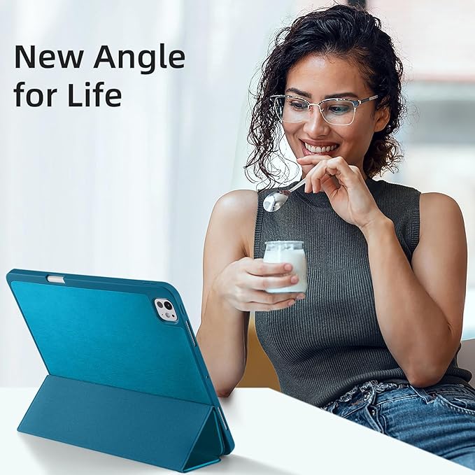 Akkerds Compatible with iPad Pro 13 Inch Case (M5/M4) 2025/2024, for iPad 13 Pro Case with Pencil Holder, Slim Trifold Stand Protective Cover with Soft TPU Back, Auto Wake/Sleep (PeacockBlue)