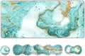 Upgraded Large Gaming Mouse Pad, Keyboard Wrist Rest Pad, Wrist Support Mousepad Set, Artso Rubber Base Stitched Edges, Multifunctional Desk Pad (35 x15.5 in) for Office, Home, Teal Turqoise Marble