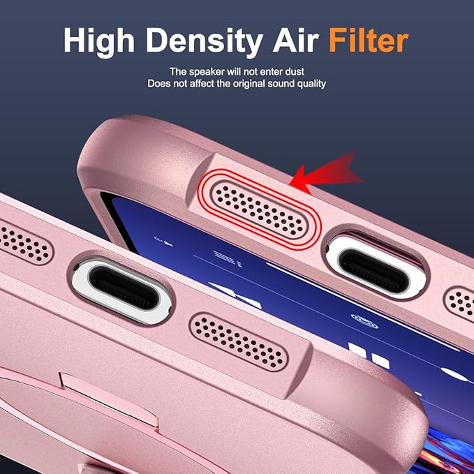 SKYLMW Compatible with iPhone 14 Pro Max Case with Invisible Magnetic O-Ring Stand Military-Grade Case for iPhone 14 ProMax 6.7" [Compatible with Mag-Safe][Great Grip Feeling], Rose Gold
