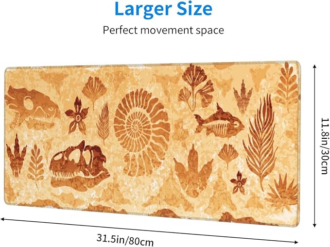Retro Fossils Mouse Pad XL Large Mousepad Non Slip Rubber Base Desk Mat for Laptop Computer Gaming 31.5" X 12"