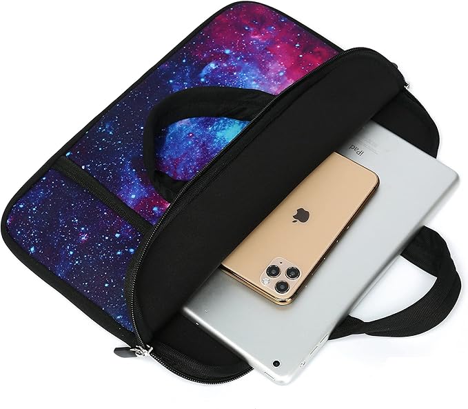 11 11.6 12 12.1 12.5 inches Laptop Sleeve Chromebook Case Ultrabook Case Notebook Sleeve PC Messenger Bag Tablet Case Neoprene Handle Sleeve for Adult Men Women, Two Pockets (Galaxy)