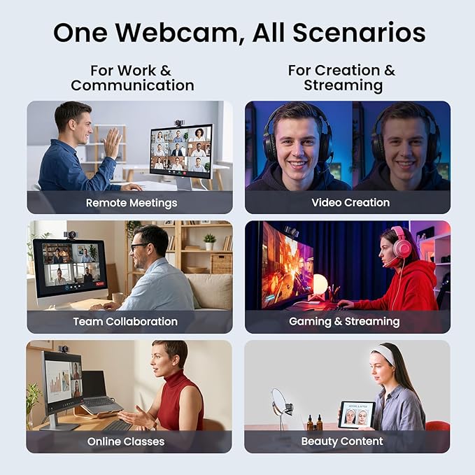 EMEET C960 Ultra 4K Webcam for Mac & PC, 1/1.5" Large Sensor, Metal Body, 0.2s Autofocus, DRC, Whiteboard Mode, Built-in Privacy Cover, 2 Mics, USB Webcam 4K for Meetings, Streaming & Content Creation