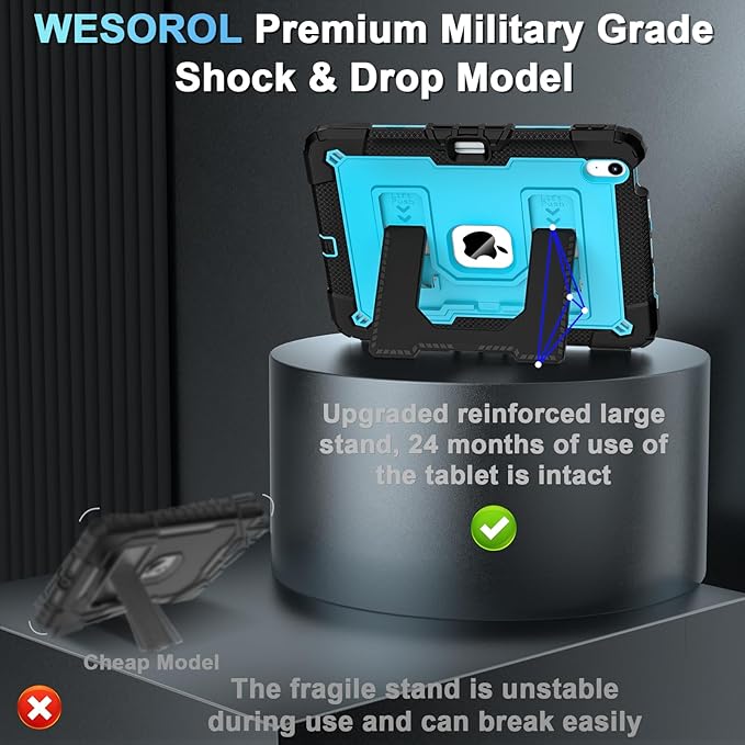 for iPad Air 11 Inch M4/M3/M2 (2026/2025/2024) iPad Air 5th/4th Generation Case 10.9 Inch (2022/2020),Military Grade Shockproof iPad Case Air 11 Inch with Pencil Holder, Black Blue