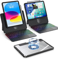 Clear Magnetic Keyboard Case for iPad A16 11th Gen 11" 2025/ 10th Gen 10.9" 2022, 7-Color Backlit & Multi-Touch Trackpad, Detachable 360 Rotation & Up-Down Lift Protective Case w/Stand, Black