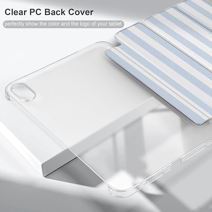 DONGKE for iPad mini 7 (A17 Pro) 2024 & iPad mini 6 2021 8.3 Inch, Slim Foldable Stand Hard PC Translucent Back Shell Smart Cover for iPad mini 7th/6th Generation [Auto Wake/Sleep] - Stripes