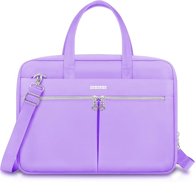 Ferkurn Laptop Bag Case Women Men Computer Bag Compatible with MacBook/HP/LG/Dell, Shoulder Strap Slim Carrying Messenger Briefcase, Purple, 15.6-16 Inch