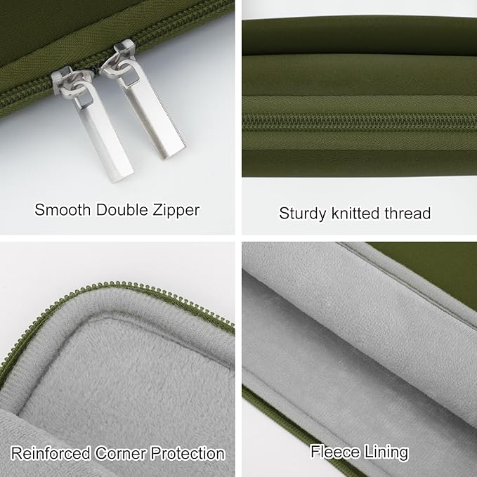 Laptop Sleeve Case with Zipper Accessory Pocket Compatible with 13 to 14 inches MacBook Air/Pro Padded Computer Pouch Cover Shockproof Protective for 13” to 14” Laptop/Chromebook/Tablet,Green