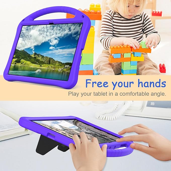 Kids Case for Samsung Galaxy Tab S10 FE+ (Plus) 13.1" 2025, Techcircle Light Weight Shock Proof EVA Foam Handle Rugged Stand Protective Cover, Purple