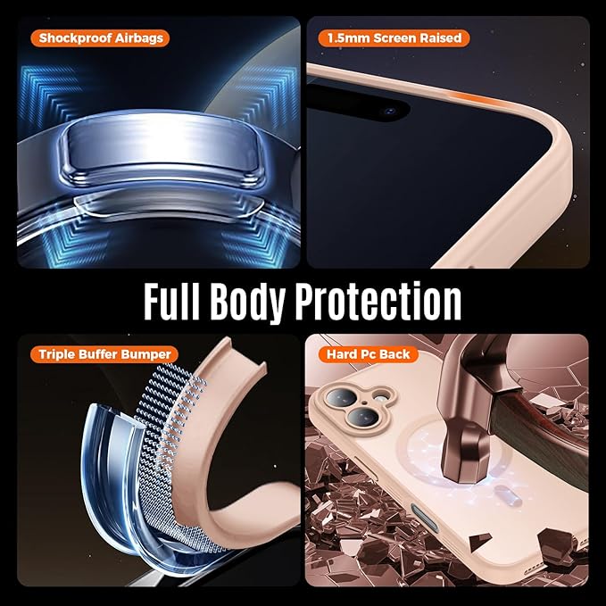 Symcele Designed for iPhone 17 Case, Compatible with MagSafe, [Camera Protection] [15FT Military Droptection] Shockproof Translucent Matte Anti-Slip Phone Case, 6.3", Light Brown