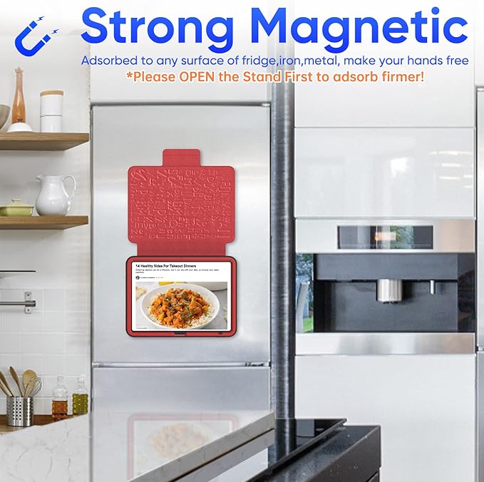 SEYMAC stock Case for iPad (A16) 11th/10th Generation 11''/10.9'', Strong Magnetic Auto Sleep Shockproof Case with Absorbing Multi-Angles Stand, Pen Holder, Card Slot (Red)