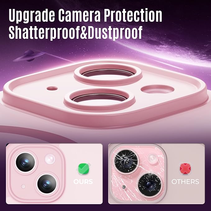 Symcele Designed for iPhone 15 Plus Case, Compatible with MagSafe, with Privacy Screen Protectors X2, [Camera Protection] [15FT Military Drop Protection] Shockproof Phone Case, 6.7", Pink