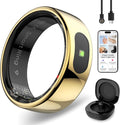 Smart Ring with Instant Notification Alerts & Gesture Control - Sleep Tracker Ring, Fitness Ring for Steps & Heart Rate, IP68 Waterproof (Gold, 10)