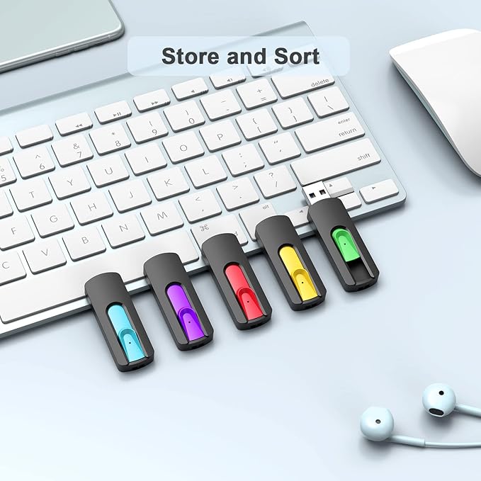 Aiibe 128GB USB 3.1 Flash Drive 5 Pack Thumb Drive 128GB USB Drive Retractable Jump Drives Upgraded 150MB/s Memory Stick Multipack (Cyan, Green, Purple, Red, Yellow)