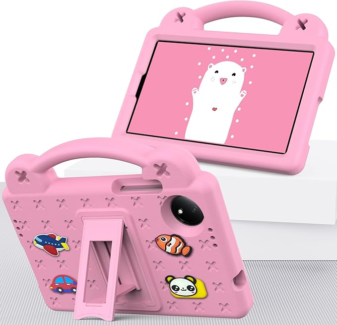 AKABEILA Compatible with Xiaomi Redmi Pad SE 8.7 4G 2024 Tablet Case, Lightweight Shockproof Protective Case with Shoulder Strap & Stand Handle & Pen Tray Pink