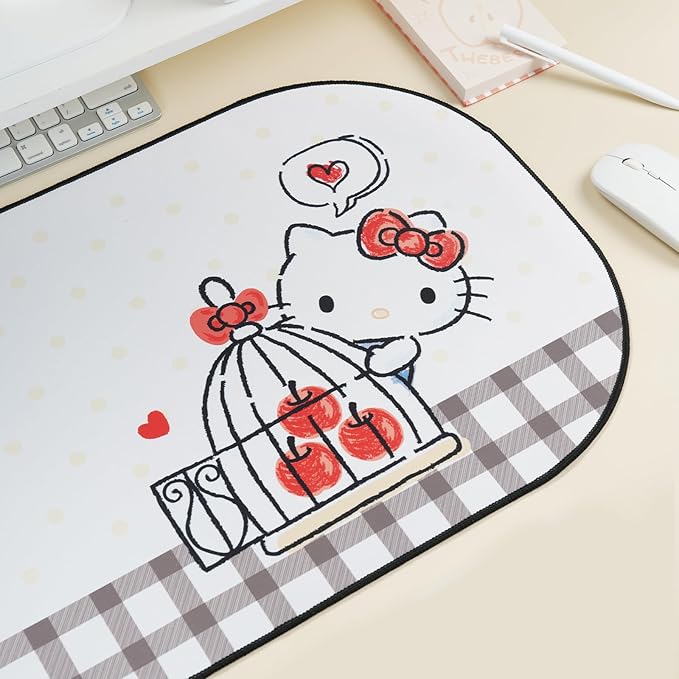 Kuitmor Kawaii Anime Cat Mouse Pad, Non-Slip Waterproof Desk Mat for Keyboard, Durable Large Extended Mouse Pad with Bowknot Shape Edge for Office Gaming - HLK