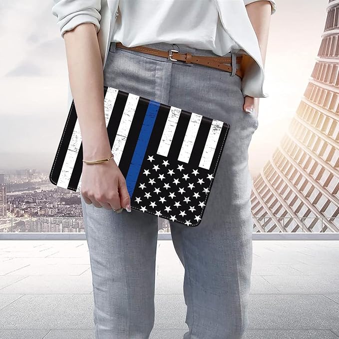 WEUIUJKILO Case for iPad (A16) 11th Generation 11 Inch 2025, iPad 10th Generation 10.9 Inch 2022, Slim PU Leather Folding Stand Smart Cover with Auto Sleep/Wake, Thin Blue Line American Flag