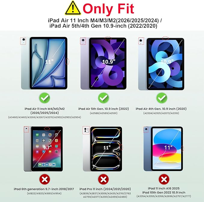 TiMOVO Case for iPad Air 11 Inch M4 2026/M3 2025/M2 2024, iPad Air 5th Generation 2022/4th Gen 2020 10.9 Inch with Pencil Holder, Stand Cover with Translucent Back, Auto Wake/Sleep, Midnight Green