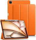 DTTO for iPad Air 13 Inch Case M4/M3/M2 2026/2025/2024, iPad Pro 12.9 Inch Case (6th/5th/4th/3rd Gen), Smart Slim Trifold Stand Soft Cover with Pencil Holder, Orange