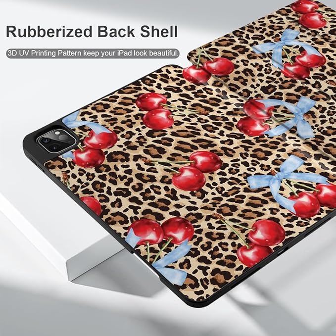 DONGKE Case for iPad Pro 12.9 inch 6th Generation 2022, Built-in Pencil Holder + Trifold Stand + Auto Wake/Sleep + Protective Cover for iPad Pro 12.9 5th/4th/3rd Gen- Leopard