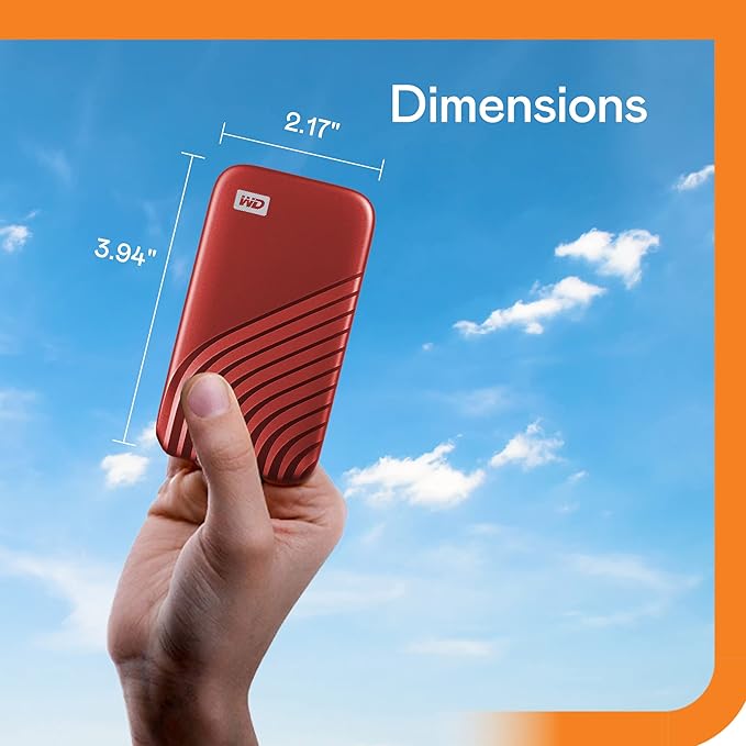 WD 1TB My Passport SSD Portable External Solid State Drive, Red, Sturdy and Blazing Fast, Password Protection with Hardware Encryption - WDBAGF0010BRD-WESN