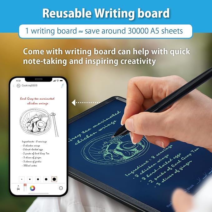 Ophayapen Smart Sync Pen for Note Taking with Notebook and Writing Board,Real-time Sync for Digitizing,Convert to Text,Storing,Sharing Paper Notes via APP on Smartphone/IPAD (Android and iOS)
