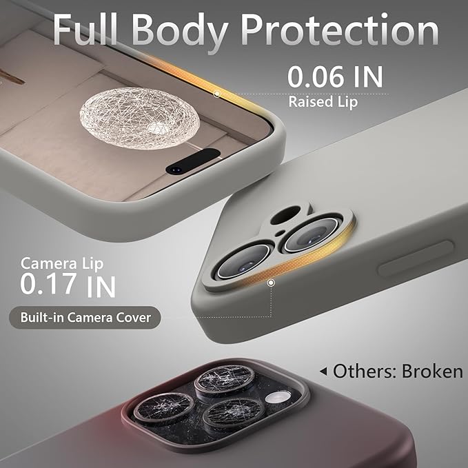 FireNova Magnetic for iPhone 17 Case, Compatible with MagSafe, [Integrated Silicone Camera Control Button] [Camera Protection] Anti-Scratch Microfiber Lining Phone Case, 6.3", Natural Titanium
