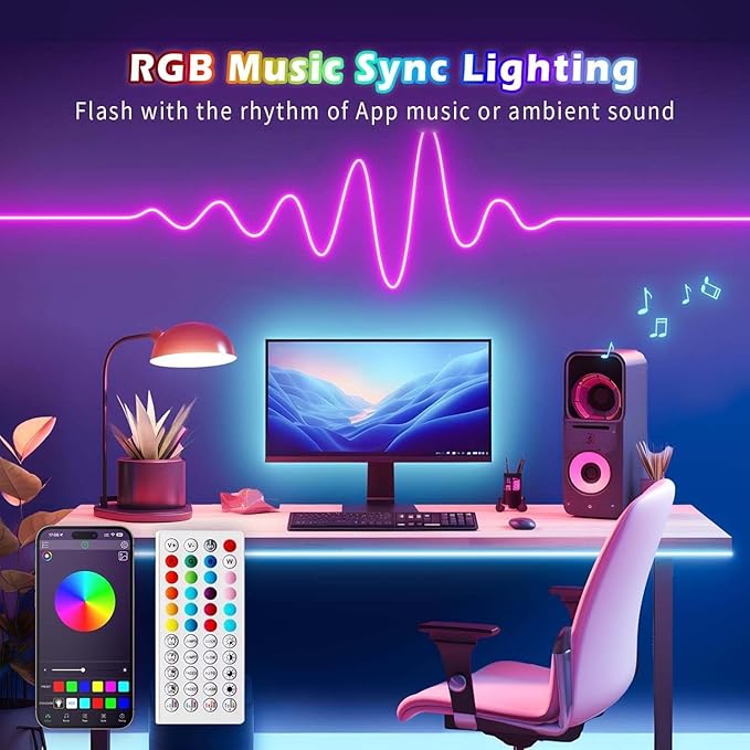 L8star Neon Strip Lights, 32.8ft/10m LED Neon Rope Lights with Remote APP Control IP65 Waterproof Flexible Neon LED Strip Lights 24V RGB LED Neon Lights for Bedroom Indoors Outdoors Decor