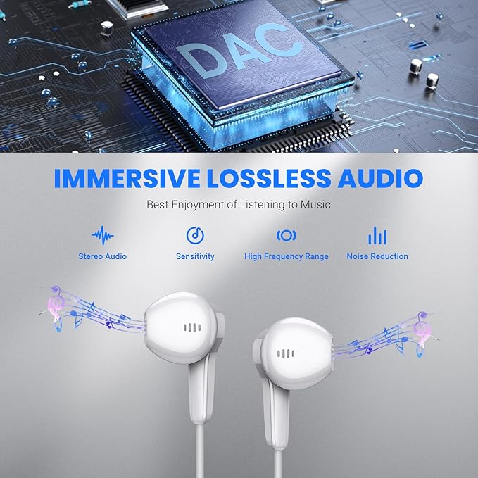 USB C Headphones for Google Pixel 10 9 Pro XL Fold 8 a 7 6, Type C Earphone Noise Isolating Wired Earbud with Mic HiFi Stereo Cord Ear Bud for iPhone 17 Air 16 15 Pro Max/Galaxy S26 S25 Ultra S24 S23