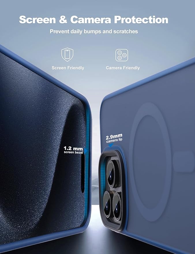 Tigowos for iPhone 15 Pro Max case Fits MagSafe 10FT Drop Resistant Matte Skin Feeling Shockproof Back Cover Fits iPhone 15 Pro Max Phone Cases, Matte Blue