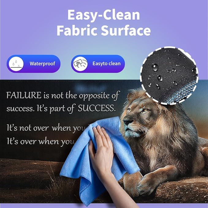 Large Gaming Extended Mouse Pad (31.5" x 15.8") - Majestic Lion at Rest Inspirational Quote About Success Motivational Words, Extra XXL Office Accessories, Premium Stitched Anti-Slip Desk Mat