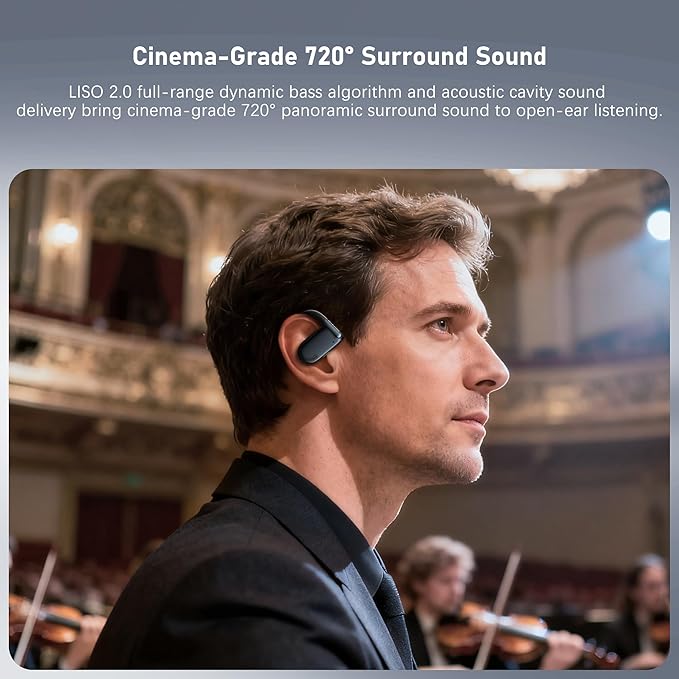 Wireless Earbuds, Open-Ear Sports Bluetooth Headphones, Acoustic Chamber Audio, ANC Call Noise Reduction, Smart Digital Display Charging Case, IPX5 Water Resistant, for Cycling Work
