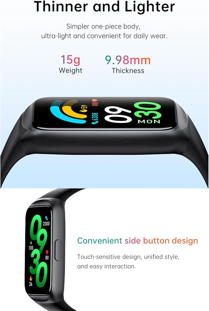 MEHRI Fitness Tracker - Smart Watch with 24/7 Heart Rate, Blood Pressure & Oxygen, Sleep & Stress Monitoring, IP68 Waterproof, Activity Tracker, Step Count, Calories, Distance & More (Black)