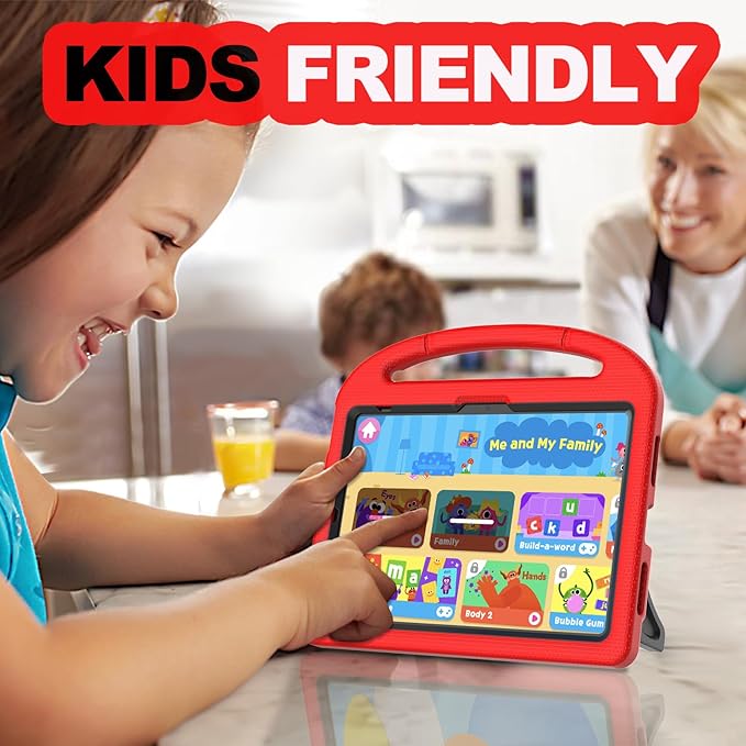 YIHE Kids Case for iPad A16 11th Generation (11" 2025) & 10th Gen (10.9" 2022) | Shockproof Tablet Cover with Built-in Screen Protector & Pencil Holder for iPad 10.9/11 Inch, Red Black
