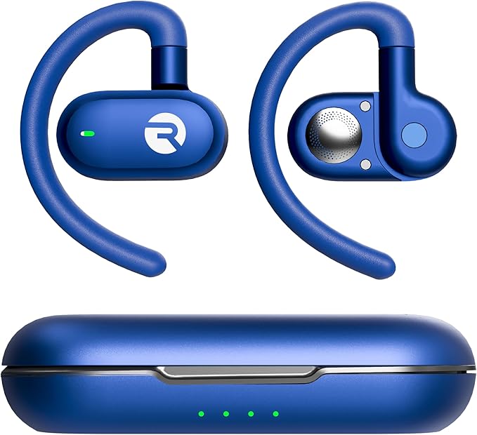 Raycon Fitness Open Ear Earbuds – Open Ear Headphones, Earbuds Wireless Bluetooth, Running Headphones, Sweat & Water-Resistant Earphones, 40 Hours Battery Life (Blue)