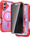 Diaclara Magnetic Designed for iPhone 17 Case 6.3'' [Full Camera Protection] Full Body Bumper with Privacy Screen Protector, [Compatible with MagSafe] Military Drop Proof Phone Case, Red