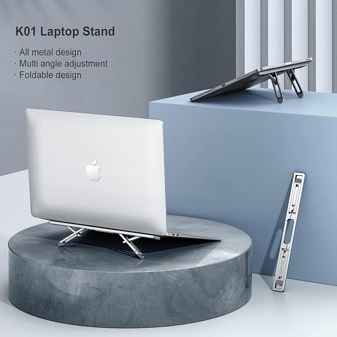 Laptop Risers for Desk, 4 Adjustable Heights Laptop Stand, Keyboard Riser, Ergonomic Laptops Feet for Desk, Compatible with MacBook Air Pro, with Dell, with HP, More 10-15.6” Laptops