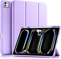 Akkerds Compatible with iPad Pro 13 Inch Case (M5/M4) 2025/2024, for iPad 13 Pro Case with Pencil Holder, Slim Trifold Stand Protective Cover with Soft TPU Back, Auto Wake/Sleep, Lavender