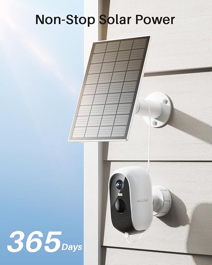 WUUK Solar Security Cameras Wireless Outdoor, Home Surveillance System, 2K, No Monthly Fee, Motion Alert, Night Vision, 2.4/5 GHz WiFi, 32G Local Storage, Compatible with Alexa & Google, 4-Camera Kit