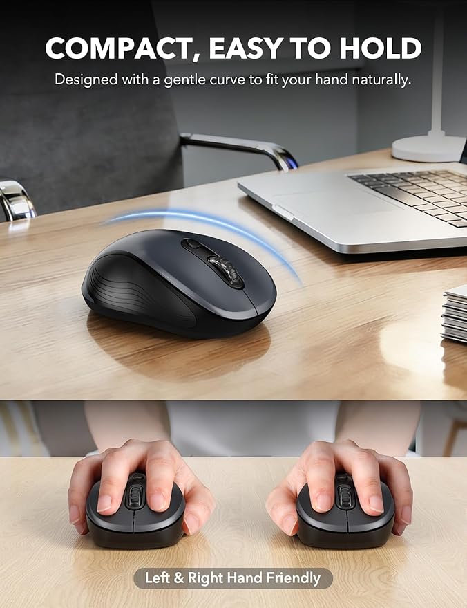 Trueque Wireless Mouse for Laptop, 2.4GHz Ergonomic Computer Mouse with Back & Forward Buttons, 3 Adjustable DPI Levels, 6 Buttons, Optical USB Cordless Mice for Windows PC (Space Gray, 10 Pack)