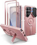 Dexnor for Samsung Galaxy S26 Ultra Case with Camera Cover & Adjustable Kickstand & Screen Protector, Compatible with MagSafe, Rugged Shockproof Bumper Cases Magnetic Protective Cover(2026),Peony Pink