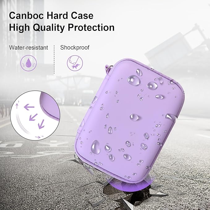 Canboc Carrying Case for LaCie Rugged SSD Pro5 2TB 4TB External Solid State Drive, Zipper Mesh Pocket fit Cable, Purple (Case Only)