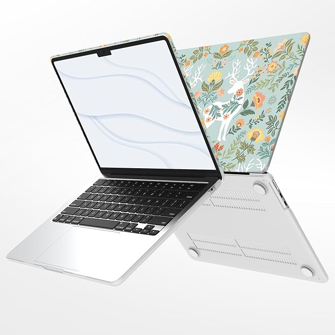 G JGOO Compatible with MacBook Air 13 inch Case 2026 2025-2022 M5 A3449 M4 A3240 M3 A3113 M2 A2681, Plastic Hard Shell for MacBook Air 13.6 inch Case + Keyboard Cover + Screen Protector, Deer