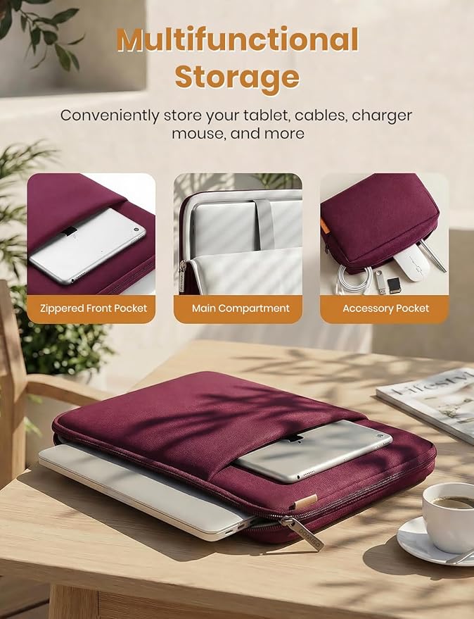 DOMISO Laptop Case Laptop Sleeve Cover Compatible with 15 inch MacBook Air M4/A3241 2025, M3/A3114,M2/A2941,15 inch MacBook Pro A1990 A1707,Compatible with Dell XPS 15 Plus with Small Case,Wine