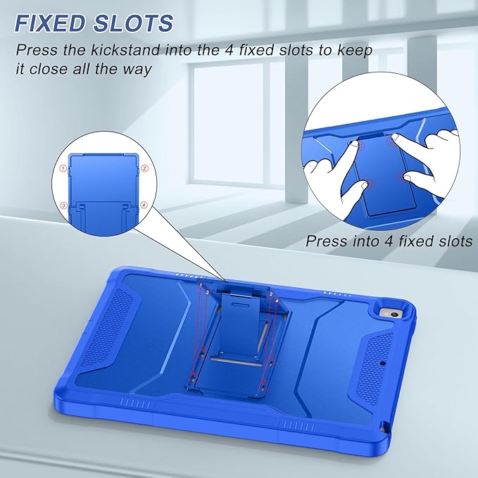 Soke Case for iPad 6th/5th Generation 9.7 Inch 2018/2017,with Built-in Screen Protector and Kickstand, Rugged Full-Body Heavy Duty Protective Cover for Apple iPad Air 2 /Pro 9.7 - Abyss Blue