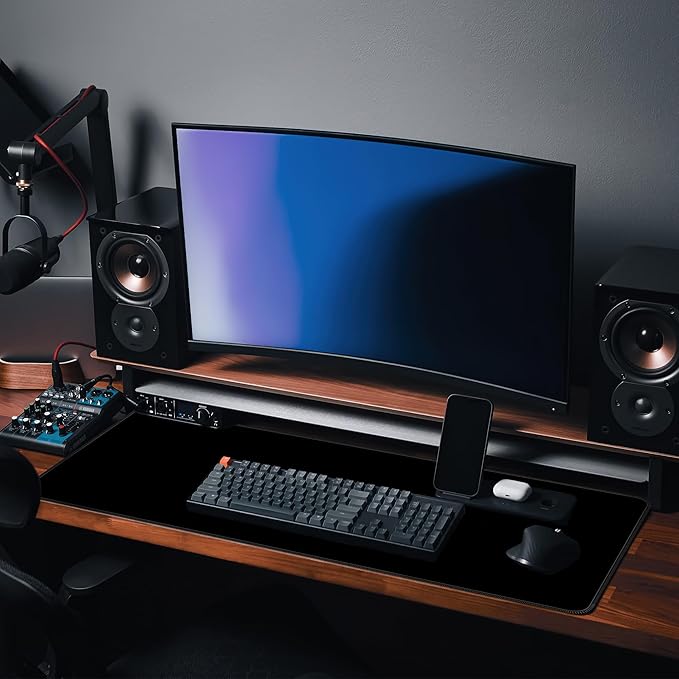 Bzu Black Extended Big Mouse Pad Large,XL Gaming Mouse Pad Desk Pad,31.5x11.8inch Long Computer Keyboard Mouse Mat Mousepad with 3mm Non-Slip Base and Stitched Edge for Home Office Work